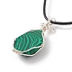 Synthetic Malachite Teardrop Pendant Necklaces Set with Waxed Cords for Women NJEW-TA00034-04-5