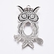 Style tibétain supports pendentif grand hibou cabochon pour Halloween X-TIBEP-768-AS-NR-2