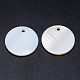 Natural White Shell Mother of Pearl Shell Pendants SSHEL-D080-1