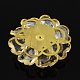 Transparent Acrylic Flower Cabochons with Rhinestone and Golden Tone Brass Bottom FIND-R027-17-2