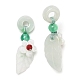 Jadéite naturelle et agate d'onyx vert naturel et décorations de pendentif en cristal/feuille G-G008-06-2