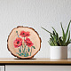 CREATCABIN Red Poppy Flower Printed Natural Round Wood Slices 4.3 Inch Rustic Wooden Undrilled Pieces Circular Tree Trunk Discs Log Coaster Art Decor Holiday Ornaments for Home Living Room Bedroom AJEW-WH0363-008-7