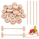OLYCRAFT 24pcs Wood Wheels Unfinshed Wooden Wheel with Wooden Sticks Wooden Craft Wheels Tires with 4.5mm Holes for DIY Model Cars Wooden Crafting Projects 3.8x1.2cm DIY-OC0004-19-1