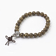 Natural Dyed Round Sandalwood Beads Stretch Bracelets BJEW-JB03844-01-1