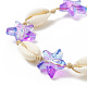 Braccialetto di perline intrecciate con conchiglia di ciprea naturale e stelle marine di vetro da donna BJEW-JB09943-3
