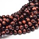 Natural Red Tiger Eye Round Bead Strands X-G-P072-52-8mm-1