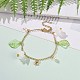 Bracciale in acrilico con foglie e fiori e perle di plastica BJEW-JB09077-2
