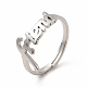 304 anello regolabile da donna in acciaio inossidabile con parola amico RJEW-B027-07P-1