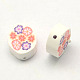Handmade Polymer Clay Flat Oval with Flower Beads CLAY-Q215-06C-1