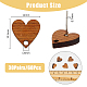 Superfindings 20 pezzo di orecchino a perno in legno a forma di cuore FIND-FH0008-48-2
