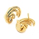 Twist Wave Rack Plating Brass Micro Pave Cubic Zirconia Stud Earring EJEW-P240-16G-2