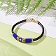Japanese Seed Column with Evil Eye Beaded Bracelet with Cowhide Cords for Women BJEW-JB09078-01-2