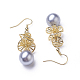 Synthetic Shell Pearl Dangle Earrings EJEW-P179-03G-05-2