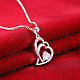 Silver Plated Brass Cubic Zirconia Heart To Heart Pendant Necklaces NJEW-BB16180-5