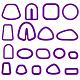 プラスチック粘土ツール  粘土生地カッター  金型  モデリングツール  子供用粘土玩具のモデリング  青紫色  2.6~6.15x1.75~5.75x1.5cm  18個/セット DIY-WH0308-404B-1