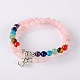 Perles de quartz rose naturelles à la mode des bracelets extensibles à 2 boucle BJEW-JB01728-03-1