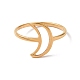 イオンプレーティング(ip) ステンレス製の三日月の指輪201個  女性のための中空ワイドリング  ゴールドカラー  usサイズ6 1/2(16.9mm) RJEW-J051-37G-2