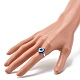 ナザールボンジュウ樹脂調整可能リング付きフラットラウンド  女性のための保護ラッキー真鍮指輪  プラチナ  ブルー  usサイズ4 1/4(15mm) RJEW-JR00406-3