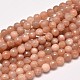 Faceted Natural Sunstone Round Beads Strands G-F266-21-8mm-1