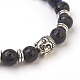 Natural Lapis Lazuli(Dyed) Beads and Natural Frosted Agate Beads Stretch Bracelets BJEW-JB03848-02-2