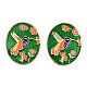 Orecchini a bottone con colibrì e fiore in smalto EJEW-N046-019-2
