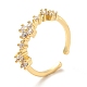 Открытое кольцо-манжета с цветком из прозрачного циркония KK-H434-14G-3