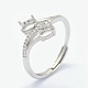 Adjustable 925 Sterling Silver Finger Ring Components STER-E061-09P-2