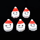 クリスマステーマ手作りポリマークレイビーズ  父のクリスマス/サンタクロース  ホワイト  11~12x8.5~10x5mm  穴：1.5mm X-CLAY-S091-75-2