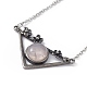 Natural Rose Quartz Triangle with Flower Pendant Necklace NJEW-P274-01AS-04-3