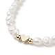 Natural Pearl & Brass Heart Beaded Necklace for Women NJEW-JN04106-01-4