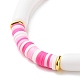 Curved Tube Acrylic Beads Stretch Bracelet for Teen Girl Women BJEW-JB06942-5
