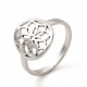 304 Stainless Steel Flower Adjustable Ring for Women RJEW-B027-19P-1