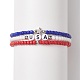 Set di braccialetti elasticizzati con perline di vetro per il giorno dell'indipendenza in stile 3 pz 3 BJEW-TA00227-1