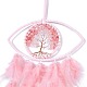 Handmade Evil Eye Woven Net/Web with Feather Wall Hanging Decoration HJEW-K035-08-3