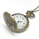 Aleación plano y redondo con reloj de bolsillo colgante de collar de dragón X-WACH-N012-27-4