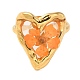 Heart Epoxy Resin with Dry Flower Adjustable Rings RJEW-G304-01G-2