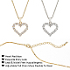 ANATTASOUL 2Pcs 2 Colors Rhinestone Hollow Heart Pendant Necklace with Brass Chains for Women NJEW-AN0001-70-3
