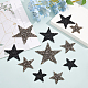Pandahall 20 pz 4 taglie star crystal glitter strass adesivi ferro su adesivi bling star patch per abito decorazione domestica (nero DIY-PH0013-12-6