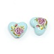 Flower Printed Opaque Acrylic Heart Beads SACR-O001-03B-1