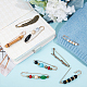 Nbeads 8Pcs 8 Style Branch & Feather & Bamboo Shape Alloy & Iron Safety Pin Brooches JEWB-NB0001-15-5