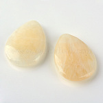 Natural Yellow Jade Pendants, teardrop, 40x29x8~9mm, Hole: 2mm