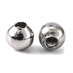 304 de acero inoxidable cuentas redondas, color acero inoxidable, 4mm, agujero: 1 mm