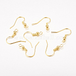 Brass Earring Hooks, Ear Wire, with Horizontal Loop, Golden, 17~19x16~18x0.8mm, 20 Gauge, Hole: 2mm