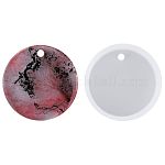 Flat Round Shape DIY Pendant Silicone Molds, Resin Casting Moulds, Jewelry Making DIY Tool For UV Resin, Epoxy Resin Jewelry Making, White, 28x7.5mm, Hole: 2mm, Inner Size: 25mm