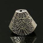 Conos de perlas estilo tibetano, para borlas colgante, plata antigua, 18x20x9mm, agujero: 7x17 mm