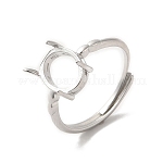 Ajustes ajustables para anillos solitarios de latón, configuraciones de anillo de punta, oval, Platino, diámetro interior: 17.6 mm, Bandeja: 10x8 mm