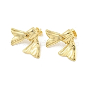 Женские серьги-гвоздики из латуни с бантом и стойкой EJEW-Z051-07G