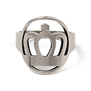 Толстое кольцо с короной из нержавеющей стали 201 RJEW-G266-39P
