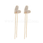 Real 18K Gold Plated Heart with Long Tassel Stud Earrings EJEW-S199-23G-NF
