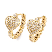Серьги из латуни с фианитом EJEW-S219-09G-01